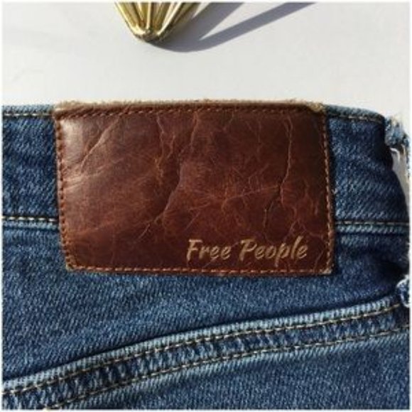 Free People Color Block Flare Leg Ankle Crop Jeans - Picture 4 of 6